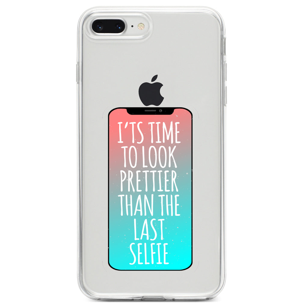 Time To Look Prettier Than the Last Selfie Clear Shockproof iPhone Case, view 6