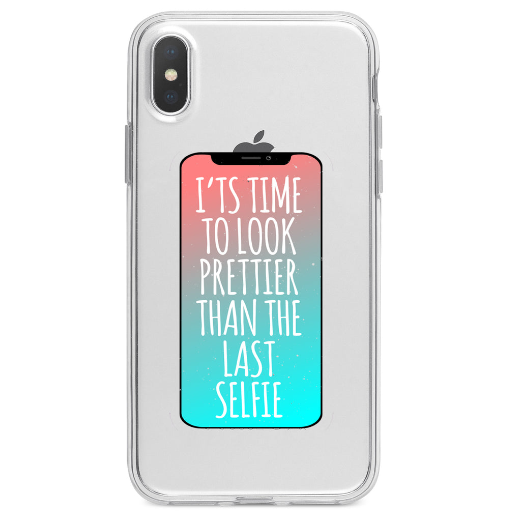 Time To Look Prettier Than the Last Selfie Clear Shockproof iPhone Case, view 2