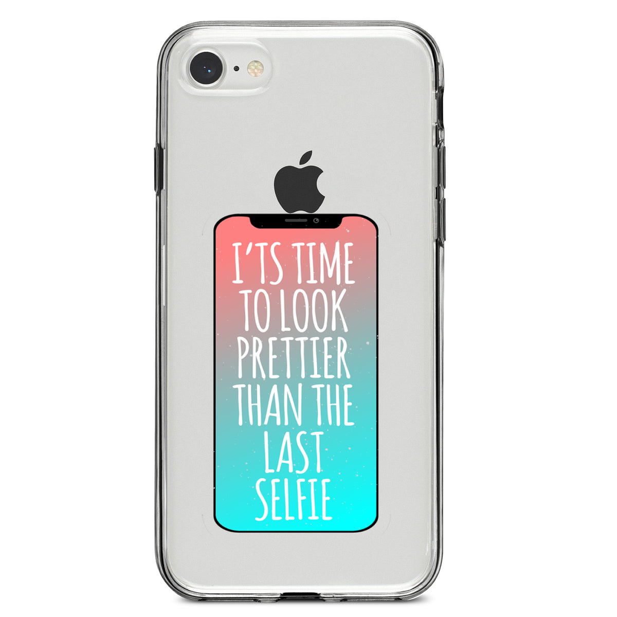 Time To Look Prettier Than the Last Selfie Clear Shockproof iPhone Case, view 5