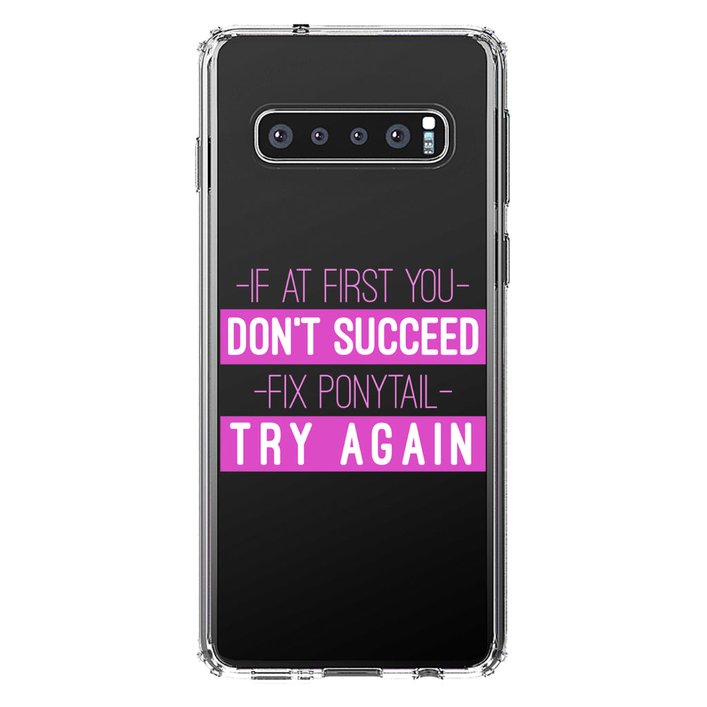If At First You Don't Succeed Fix Ponytail Try Again Clear Shockproof iPhone Case, view 16