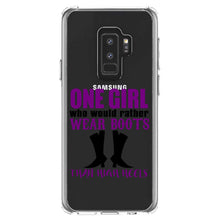 DistinctInk® Clear Shockproof Hybrid Case for Apple iPhone / Samsung Galaxy / Google Pixel - One Girl Who Would Rather Wear Boots Than Heels