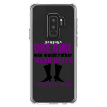 DistinctInk® Clear Shockproof Hybrid Case for Apple iPhone / Samsung Galaxy / Google Pixel - One Girl Who Would Rather Wear Boots Than Heels