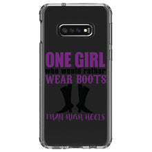 DistinctInk® Clear Shockproof Hybrid Case for Apple iPhone / Samsung Galaxy / Google Pixel - One Girl Who Would Rather Wear Boots Than Heels
