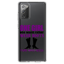 DistinctInk® Clear Shockproof Hybrid Case for Apple iPhone / Samsung Galaxy / Google Pixel - One Girl Who Would Rather Wear Boots Than Heels