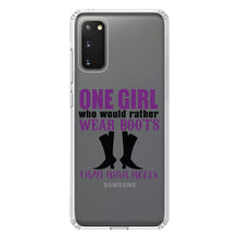 DistinctInk® Clear Shockproof Hybrid Case for Apple iPhone / Samsung Galaxy / Google Pixel - One Girl Who Would Rather Wear Boots Than Heels