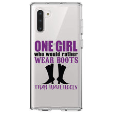 DistinctInk® Clear Shockproof Hybrid Case for Apple iPhone / Samsung Galaxy / Google Pixel - One Girl Who Would Rather Wear Boots Than Heels