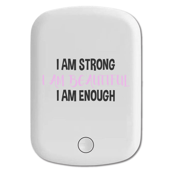 DistinctInk Magnetic Battery Pack, Wireless Portable Charger with USB-C Cable, Compatible with MagSafe iPhone 14 / 13 / 12 Series - I Am Strong I Am Beautiful I Am Enough