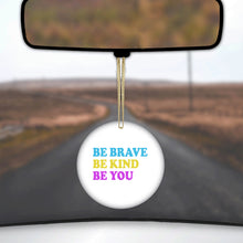 DistinctInk® Hanging Ceramic Christmas Tree Ornament with Gold String - Great Gift / Present - 2 3/4 inch Diameter - Be Brave Be Kind Be You