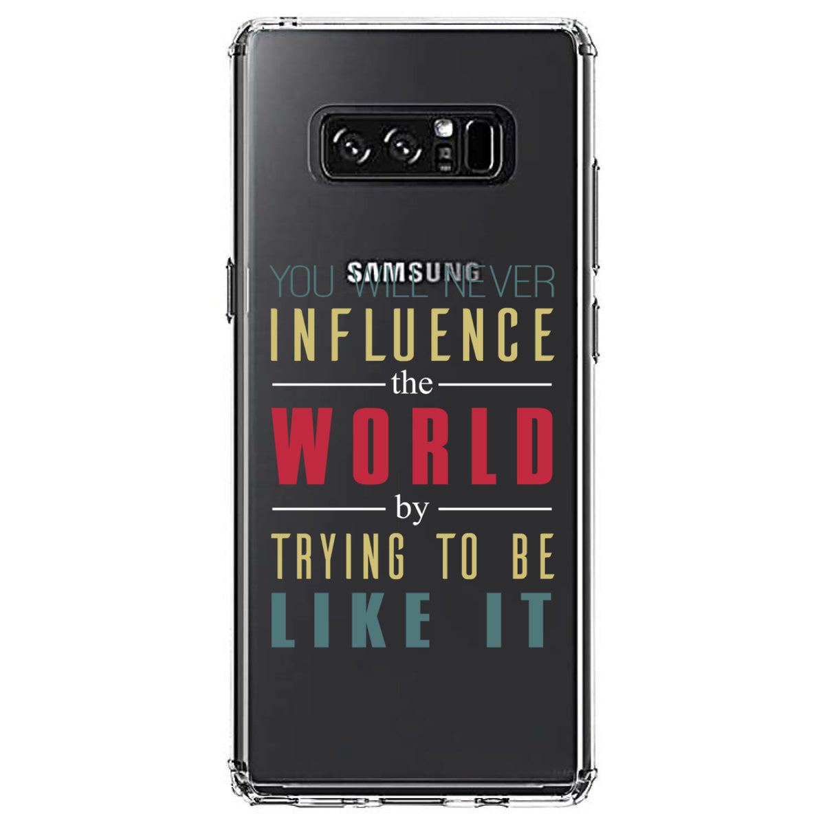 Never Influence The World Try to Be Like It Clear Shockproof iPhone Case, view 12