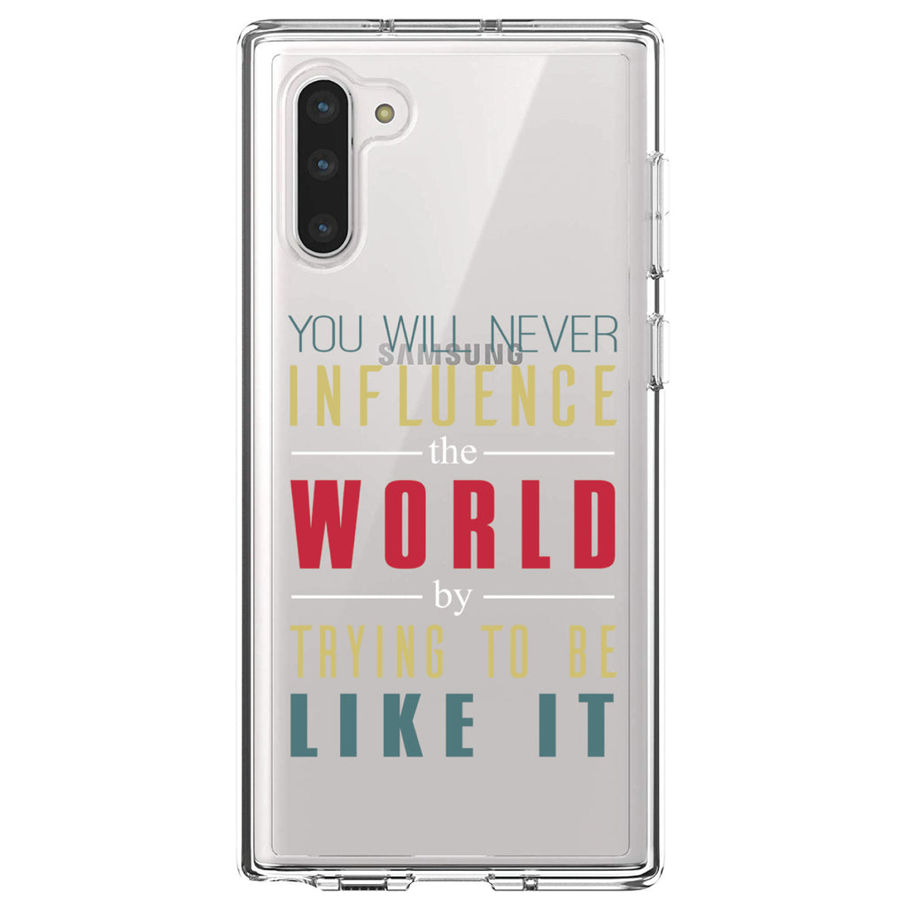 Never Influence The World Try to Be Like It Clear Shockproof iPhone Case, view 9
