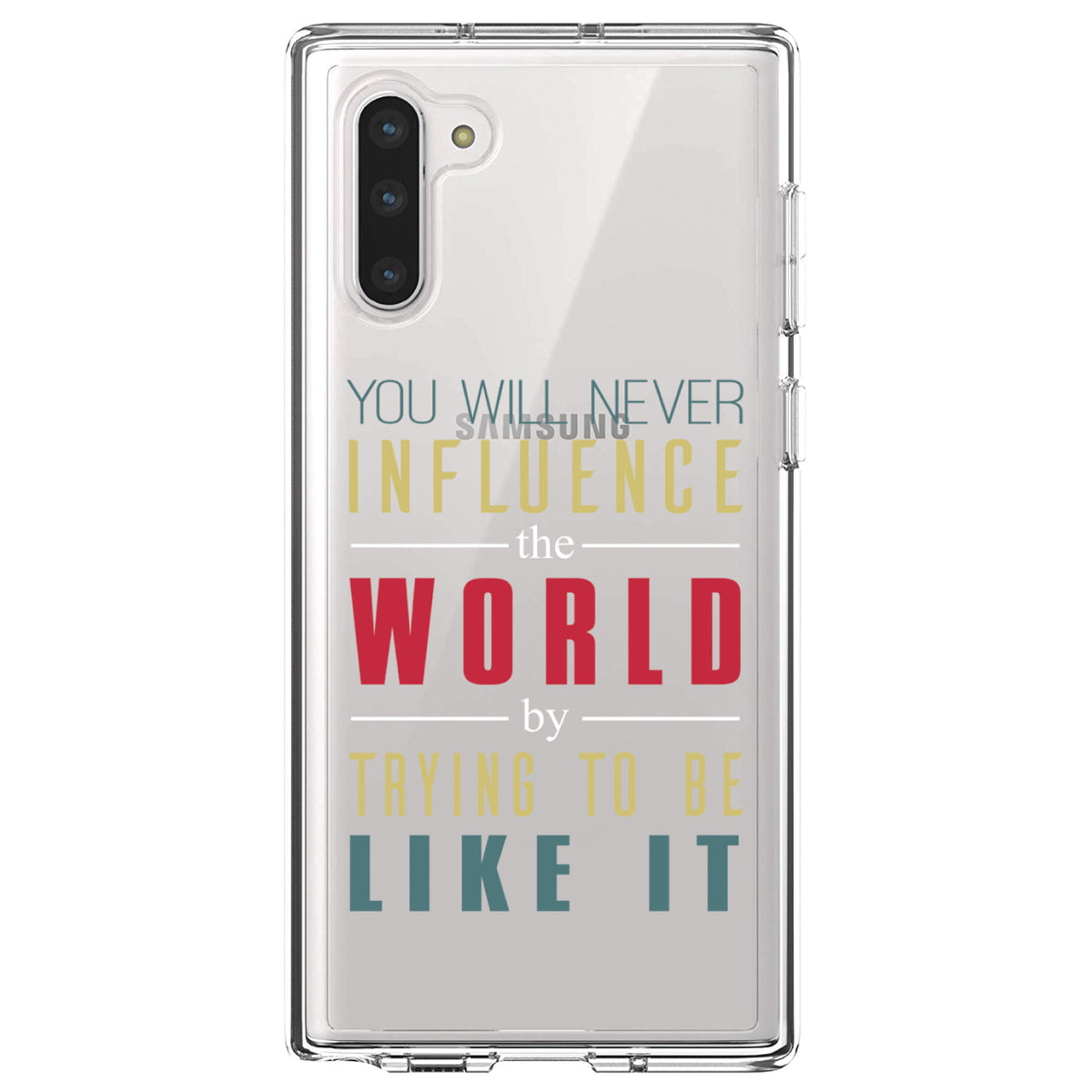 Never Influence The World Try to Be Like It Clear Shockproof iPhone Case, view 9