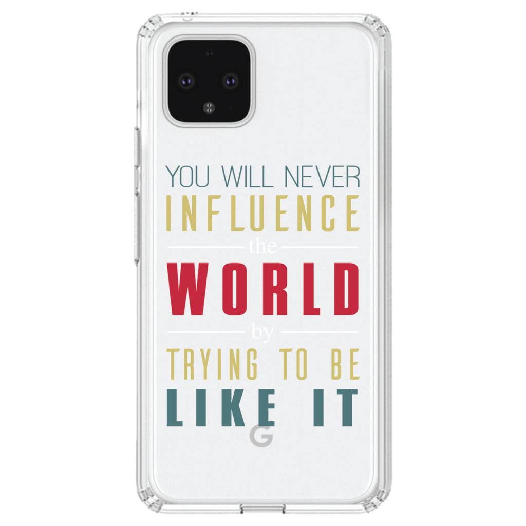 Never Influence The World Try to Be Like It Clear Shockproof iPhone Case, view 24