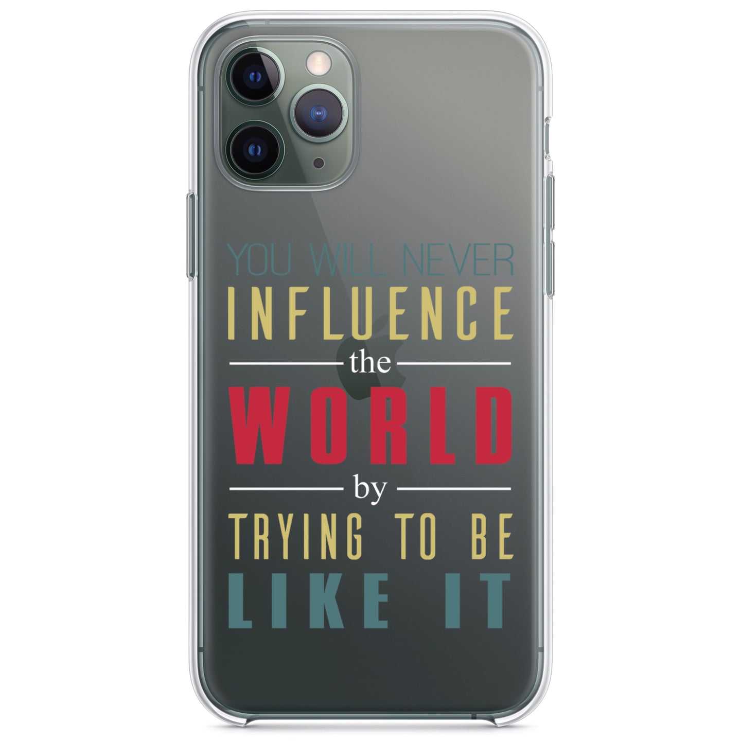 DistinctInk® Clear Shockproof Hybrid Case for Apple iPhone / Samsung Galaxy / Google Pixel - Never Influence The World Try to Be Like It