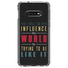 DistinctInk® Clear Shockproof Hybrid Case for Apple iPhone / Samsung Galaxy / Google Pixel - Never Influence The World Try to Be Like It