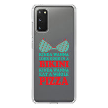 DistinctInk® Clear Shockproof Hybrid Case for Apple iPhone / Samsung Galaxy / Google Pixel - Kinda Wanna Look Good in Bikini Want Whole Pizza