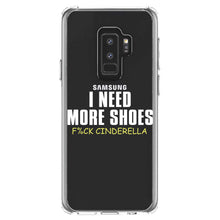 DistinctInk® Clear Shockproof Hybrid Case for Apple iPhone / Samsung Galaxy / Google Pixel - I Need More Shoes - F%ck Cinderella