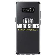 DistinctInk® Clear Shockproof Hybrid Case for Apple iPhone / Samsung Galaxy / Google Pixel - I Need More Shoes - F%ck Cinderella