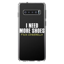 DistinctInk® Clear Shockproof Hybrid Case for Apple iPhone / Samsung Galaxy / Google Pixel - I Need More Shoes - F%ck Cinderella