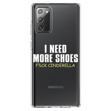DistinctInk® Clear Shockproof Hybrid Case for Apple iPhone / Samsung Galaxy / Google Pixel - I Need More Shoes - F%ck Cinderella