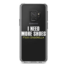 DistinctInk® Clear Shockproof Hybrid Case for Apple iPhone / Samsung Galaxy / Google Pixel - I Need More Shoes - F%ck Cinderella