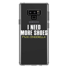 DistinctInk® Clear Shockproof Hybrid Case for Apple iPhone / Samsung Galaxy / Google Pixel - I Need More Shoes - F%ck Cinderella
