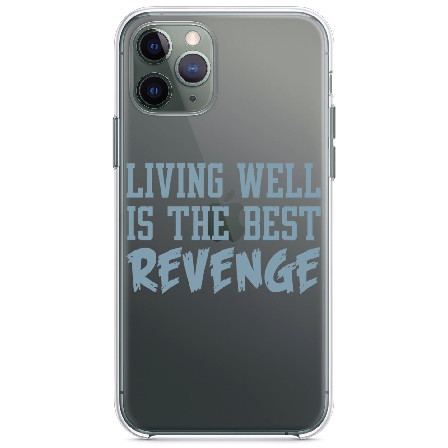 DistinctInk® Clear Shockproof Hybrid Case for Apple iPhone / Samsung Galaxy / Google Pixel - Living Well is The Best Revenge
