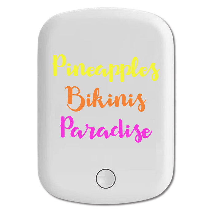 DistinctInk Magnetic Battery Pack, Wireless Portable Charger with USB-C Cable, Compatible with MagSafe iPhone 14 / 13 / 12 Series - Pineapples Bikinis Paradise