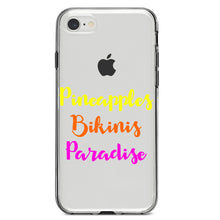 DistinctInk® Clear Shockproof Hybrid Case for Apple iPhone / Samsung Galaxy / Google Pixel - Pineapples Bikinis Paradise