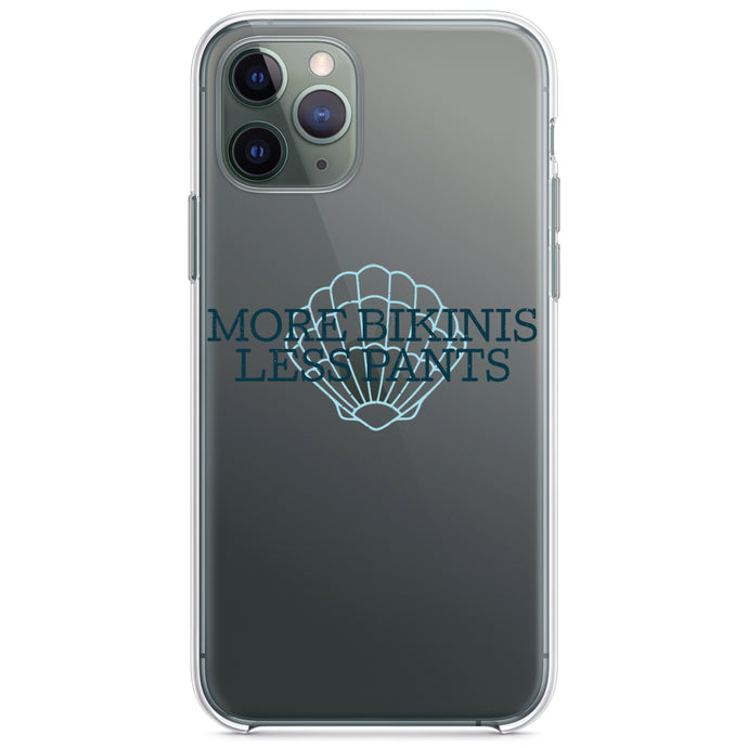 DistinctInk® Clear Shockproof Hybrid Case for Apple iPhone / Samsung Galaxy / Google Pixel - More Bikinis Less Pants