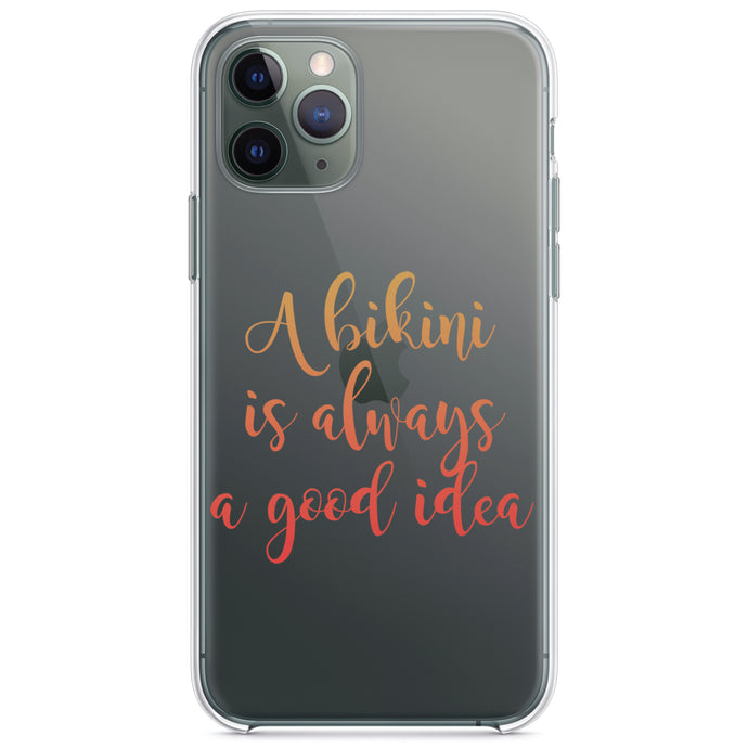 DistinctInk® Clear Shockproof Hybrid Case for Apple iPhone / Samsung Galaxy / Google Pixel - A Bikini is Always a Good Idea