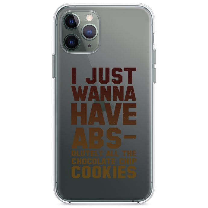 DistinctInk® Clear Shockproof Hybrid Case for Apple iPhone / Samsung Galaxy / Google Pixel - I Just Wanna Have ABS-olutely All The Cookies