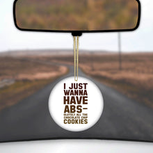 DistinctInk® Hanging Ceramic Christmas Tree Ornament with Gold String - Great Gift / Present - 2 3/4 inch Diameter - I Just Wanna Have ABS-olutely All The Cookies