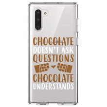 DistinctInk® Clear Shockproof Hybrid Case for Apple iPhone / Samsung Galaxy / Google Pixel - Chocolate Doesn't Ask Questions Understands
