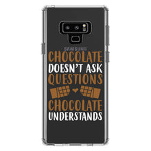DistinctInk® Clear Shockproof Hybrid Case for Apple iPhone / Samsung Galaxy / Google Pixel - Chocolate Doesn't Ask Questions Understands