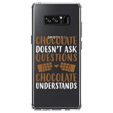 DistinctInk® Clear Shockproof Hybrid Case for Apple iPhone / Samsung Galaxy / Google Pixel - Chocolate Doesn't Ask Questions Understands