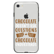 DistinctInk® Clear Shockproof Hybrid Case for Apple iPhone / Samsung Galaxy / Google Pixel - Chocolate Doesn't Ask Questions Understands