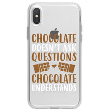 DistinctInk® Clear Shockproof Hybrid Case for Apple iPhone / Samsung Galaxy / Google Pixel - Chocolate Doesn't Ask Questions Understands