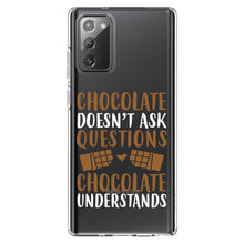DistinctInk® Clear Shockproof Hybrid Case for Apple iPhone / Samsung Galaxy / Google Pixel - Chocolate Doesn't Ask Questions Understands