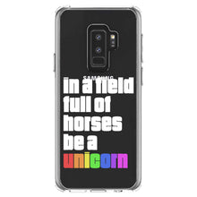 DistinctInk® Clear Shockproof Hybrid Case for Apple iPhone / Samsung Galaxy / Google Pixel - In a Field Full of Horses Be a Unicorn