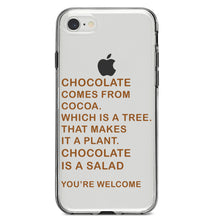 DistinctInk® Clear Shockproof Hybrid Case for Apple iPhone / Samsung Galaxy / Google Pixel - Chocolate Comes From Cocoa Is A Salad