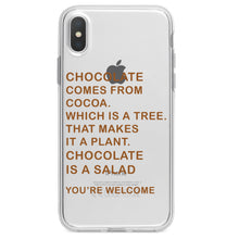 DistinctInk® Clear Shockproof Hybrid Case for Apple iPhone / Samsung Galaxy / Google Pixel - Chocolate Comes From Cocoa Is A Salad