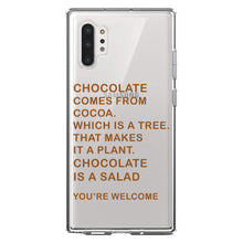 DistinctInk® Clear Shockproof Hybrid Case for Apple iPhone / Samsung Galaxy / Google Pixel - Chocolate Comes From Cocoa Is A Salad
