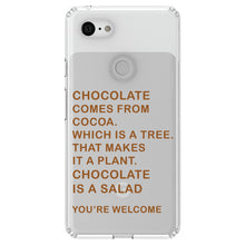 DistinctInk® Clear Shockproof Hybrid Case for Apple iPhone / Samsung Galaxy / Google Pixel - Chocolate Comes From Cocoa Is A Salad
