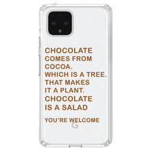 DistinctInk® Clear Shockproof Hybrid Case for Apple iPhone / Samsung Galaxy / Google Pixel - Chocolate Comes From Cocoa Is A Salad