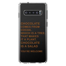 DistinctInk® Clear Shockproof Hybrid Case for Apple iPhone / Samsung Galaxy / Google Pixel - Chocolate Comes From Cocoa Is A Salad