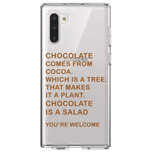 DistinctInk® Clear Shockproof Hybrid Case for Apple iPhone / Samsung Galaxy / Google Pixel - Chocolate Comes From Cocoa Is A Salad