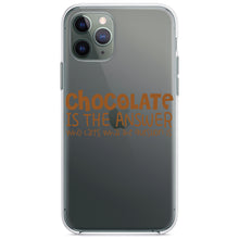 DistinctInk® Clear Shockproof Hybrid Case for Apple iPhone / Samsung Galaxy / Google Pixel - Chocolate is the Answer Who Cares Question