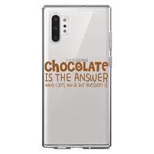 DistinctInk® Clear Shockproof Hybrid Case for Apple iPhone / Samsung Galaxy / Google Pixel - Chocolate is the Answer Who Cares Question