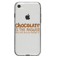 DistinctInk® Clear Shockproof Hybrid Case for Apple iPhone / Samsung Galaxy / Google Pixel - Chocolate is the Answer Who Cares Question