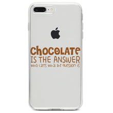 DistinctInk® Clear Shockproof Hybrid Case for Apple iPhone / Samsung Galaxy / Google Pixel - Chocolate is the Answer Who Cares Question
